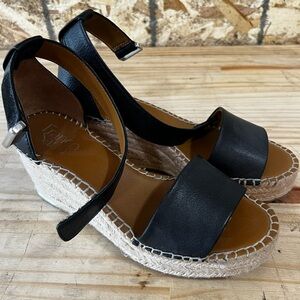 Franco Sarto Black Espadrille Wedge Sandals